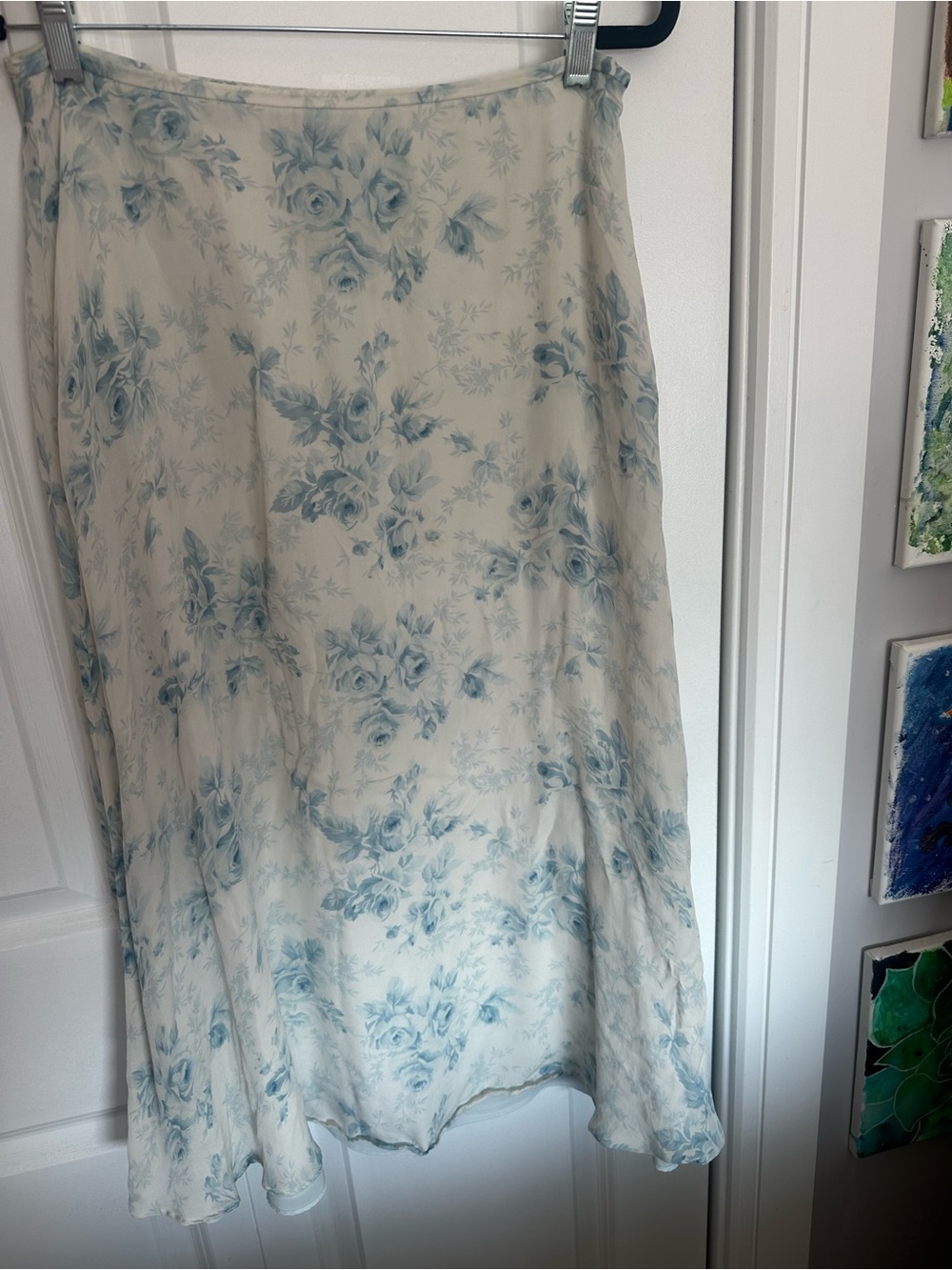 Ralph Lauren Blue Floral Circle Skirt on Cream